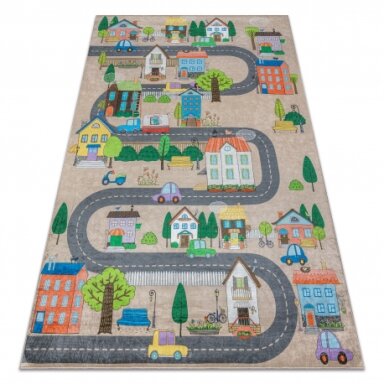 BAMBINO 34600 plaunamas kilimas Miestas, gatvės,neslystantis - smėlio spalvos / pilka BAMBINO 34600 plaunamas kilimas Miestas, gatvės,neslystantis - smėlio spalvos / pilka
