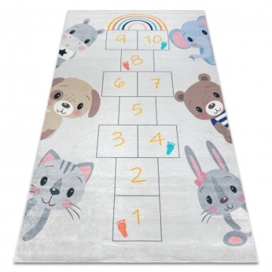 BAMBINO 43092 plaunamas kilimas Gyvūnai, vaivorykštė, neslystantis - rožinis / geltona BAMBINO 43092 plaunamas kilimas Gyvūnai, vaivorykštė, neslystantis - rožinis / geltona