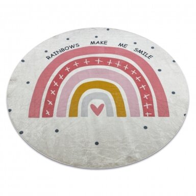 BAMBINO 47810 vaikiškas plaunamas kilimas Vaivorykštė, vienaragis neslystantis - baltas / rožinis BAMBINO 47810 vaikiškas plaunamas kilimas Vaivorykštė, vienaragis neslystantis - baltas / rožinis