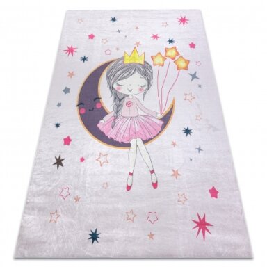 BAMBINO 48060 plaunamas kilimas Princesė, žvaigždės, neslystantis - rožinis BAMBINO 48060 plaunamas kilimas Princesė, žvaigždės, neslystantis - rožinis