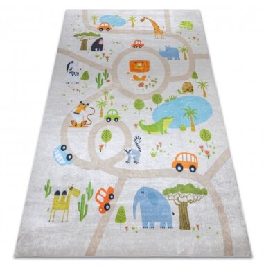 BAMBINO 50230 plaunamas kilimas Zoologijos sodas, gatvės, neslystantis - smėlio spalvos / žalias BAMBINO 50230 plaunamas kilimas Zoologijos sodas, gatvės, neslystantis - smėlio spalvos / žalias