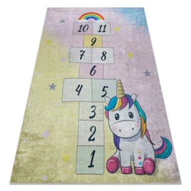 BAMBINO 54060 plaunamas kilimas Klasė, vaivorykštė, neslystantis - rožinis / geltona BAMBINO 54060 plaunamas kilimas Klasė, vaivorykštė, neslystantis - rožinis / geltona