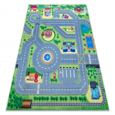 BAMBINO 9028 plaunamas kilimas Miestas, gatvės, neslystantis - žalias / pilkas