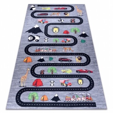 BAMBINO 2092 plaunamas kilimas Gatvės, automobiliai vaikams neslystantis - antracitas BAMBINO 2092 plaunamas kilimas Gatvės, automobiliai vaikams neslystantis - antracitas