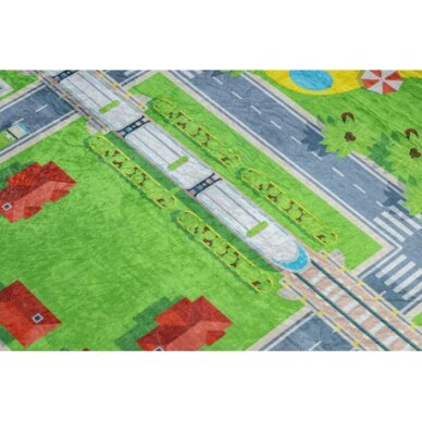 BAMBINO 2624 plaunamas kilimas Miestas, gatvės, neslystantis - žalias / pilkas 4