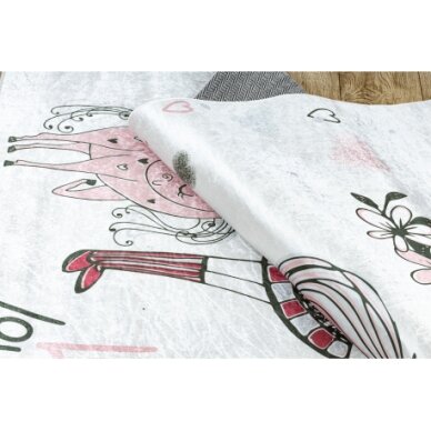 BAMBINO 2644 plaunamas kilimas Maža mergaitė, vienaragis, neslystantis - baltas / rožinis 4