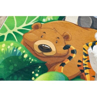 BAMBINO 2651 plaunamas kilimas Gyvūnai, Džiunglės neslystantis - žalias / rudas 4 BAMBINO 2651 plaunamas kilimas Gyvūnai, Džiunglės neslystantis - žalias / rudas 4