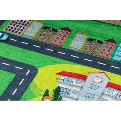 BAMBINO 2660 plaunamas kilimas Miestas, gatvės, neslystantis - žalias / pilkas 3