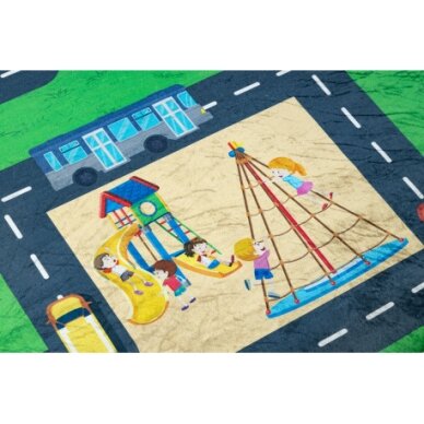 BAMBINO 2660 plaunamas kilimas Miestas, gatvės, neslystantis - žalias / pilkas 4