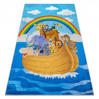 BAMBINO 2685 plaunamas kilimas Gyvūnai, Valtis, neslystantis - mėlyna / ruda BAMBINO 2685 plaunamas kilimas Gyvūnai, Valtis, neslystantis - mėlyna / ruda