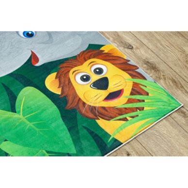 BAMBINO 2705 plaunamas kilimas Gyvūnai, Afrika neslystantis - žalias / rudas 3