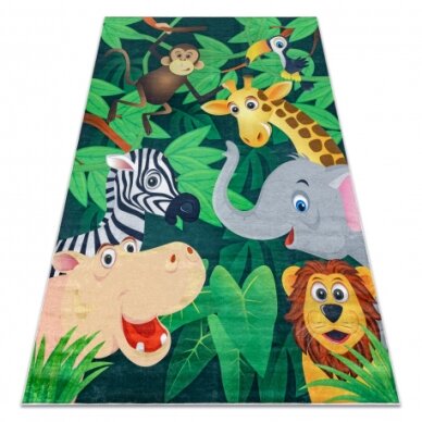 BAMBINO 2705 plaunamas kilimas Gyvūnai, Afrika neslystantis - žalias / rudas