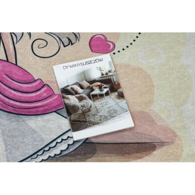 BAMBINO 43020 plaunamas kilimas Princesė, neslystantis - kreminis / rožinis 2