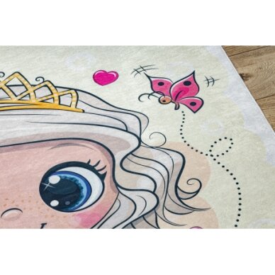 BAMBINO 43020 plaunamas kilimas Princesė, neslystantis - kreminis / rožinis 4