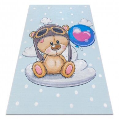 BAMBINO 43030 plaunamas kilimas Meškiukas, pilotas neslystantis - mėlyna / ruda
