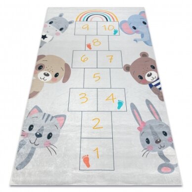 BAMBINO 43092 plaunamas kilimas Gyvūnai, vaivorykštė, neslystantis - rožinis / geltona