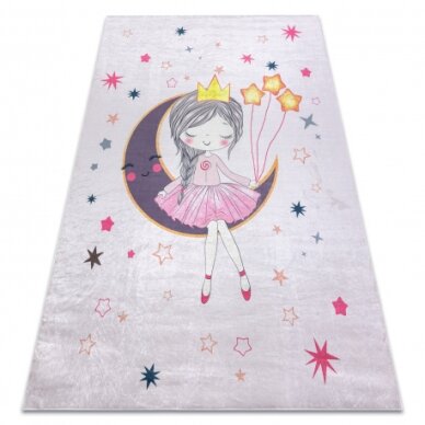 BAMBINO 48060 plaunamas kilimas Princesė, žvaigždės, neslystantis - rožinis BAMBINO 48060 plaunamas kilimas Princesė, žvaigždės, neslystantis - rožinis