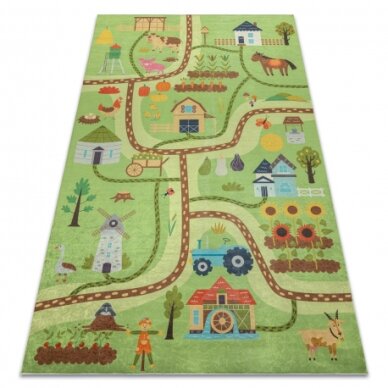 BAMBINO 50200 plaunamas kilimas Kaimas, gatvės, neslystantis - žalias / rudas BAMBINO 50200 plaunamas kilimas Kaimas, gatvės, neslystantis - žalias / rudas