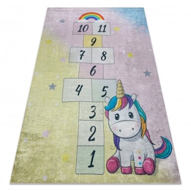 BAMBINO 54060 plaunamas kilimas Klasė, vaivorykštė, neslystantis - rožinis / geltona