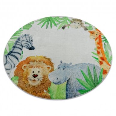 BAMBINO 54090 plaunamas kilimas Gyvūnai, Afrika vaikams neslystantis - baltas / žalias