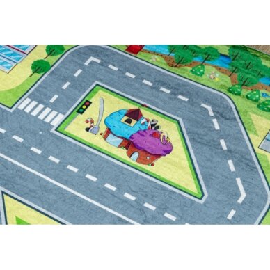 BAMBINO 9028 plaunamas kilimas Miestas, gatvės, neslystantis - žalias / pilkas 3 BAMBINO 9028 plaunamas kilimas Miestas, gatvės, neslystantis - žalias / pilkas 3