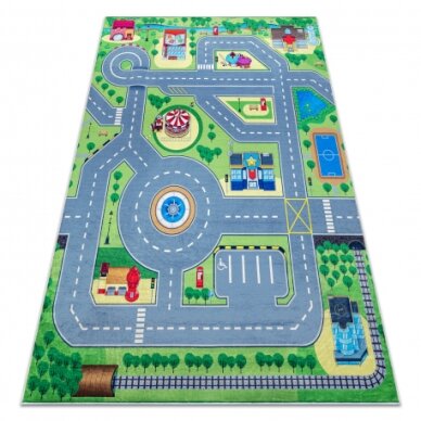 BAMBINO 9028 plaunamas kilimas Miestas, gatvės, neslystantis - žalias / pilkas BAMBINO 9028 plaunamas kilimas Miestas, gatvės, neslystantis - žalias / pilkas