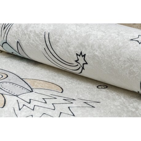 BAMBINO 1278 plaunamas kilimas Kosmosas, raketa vaikams neslystantis - kremas 3 BAMBINO 1278 plaunamas kilimas Kosmosas, raketa vaikams neslystantis - kremas 3