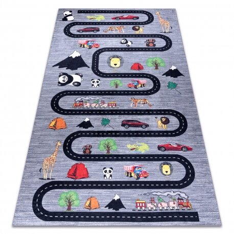 BAMBINO 2092 plaunamas kilimas Gatvės, automobiliai vaikams neslystantis - antracitas BAMBINO 2092 plaunamas kilimas Gatvės, automobiliai vaikams neslystantis - antracitas