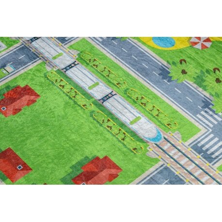 BAMBINO 2624 plaunamas kilimas Miestas, gatvės, neslystantis - žalias / pilkas 4