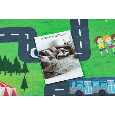 BAMBINO 2660 plaunamas kilimas Miestas, gatvės, neslystantis - žalias / pilkas 2