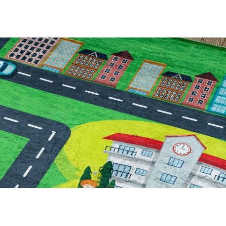 BAMBINO 2660 plaunamas kilimas Miestas, gatvės, neslystantis - žalias / pilkas 3