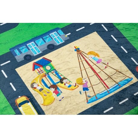BAMBINO 2660 plaunamas kilimas Miestas, gatvės, neslystantis - žalias / pilkas 4