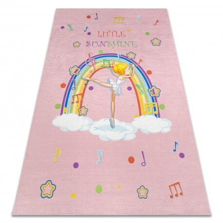 BAMBINO 41870 plaunamas kilimas Balerina, vaivorykštė, neslystantis - rožinis