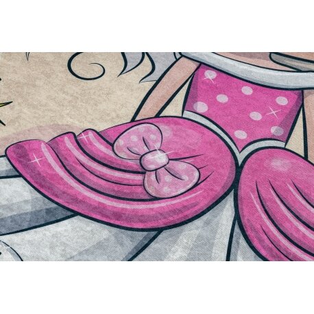 BAMBINO 43020 plaunamas kilimas Princesė, neslystantis - kreminis / rožinis 3