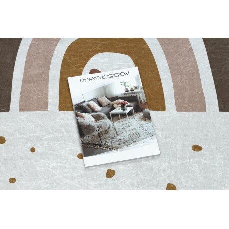 BAMBINO 46960 plaunamas kilimas Vaivorykštė, taškai vienaragis, neslystantis - baltas / rudas 2 BAMBINO 46960 plaunamas kilimas Vaivorykštė, taškai vienaragis, neslystantis - baltas / rudas 2
