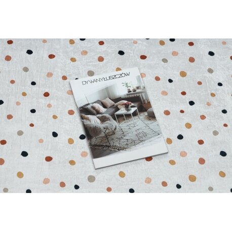 BAMBINO 47890 plaunamas kilimas Taškai, neslystantis - baltas / rudas 2 BAMBINO 47890 plaunamas kilimas Taškai, neslystantis - baltas / rudas 2