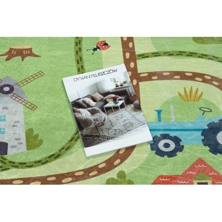 BAMBINO 50200 plaunamas kilimas Kaimas, gatvės, neslystantis - žalias / rudas 2