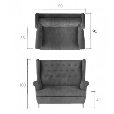 Dvivietė sofa AROS 1 Dvivietė sofa AROS 1