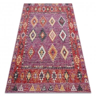 Modernus kilimas MUNDO D7701 rombiniai, boho lauko rožinė / smėlio spalvos Modernus kilimas MUNDO D7701 rombiniai, boho lauko rožinė / smėlio spalvos