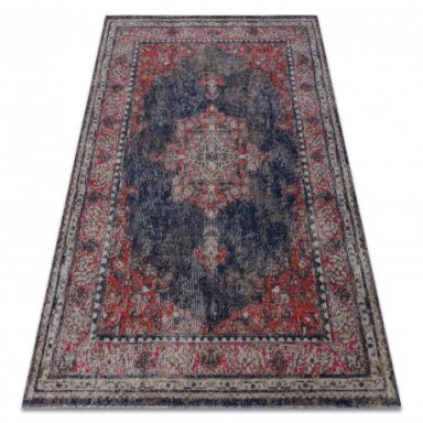 Modernus kilimas MUNDO E0551 ornamentas, vintažinis lauko raudonas/juodas rėmas Modernus kilimas MUNDO E0551 ornamentas, vintažinis lauko raudonas/juodas rėmas