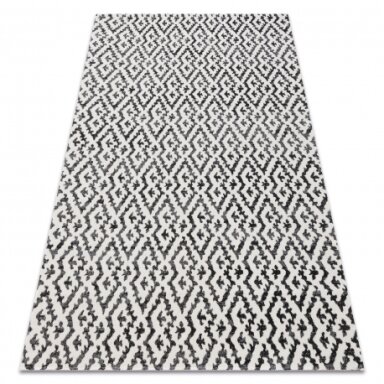 Modernus kilimas MUNDO E0621 geometrinis lauko smėlio spalvos / juoda Modernus kilimas MUNDO E0621 geometrinis lauko smėlio spalvos / juoda