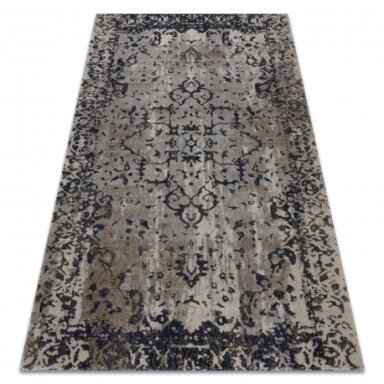 Modernus kilimas MUNDO E0681 ornamentas, vintažinis lauko smėlio / juoda rėmas Modernus kilimas MUNDO E0681 ornamentas, vintažinis lauko smėlio / juoda rėmas