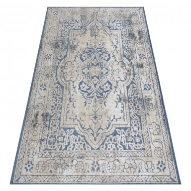 Struktūrinis kilimas SOLE D3871 Ornament, rėmas – plokščias austas mėlynas/smėlio spalvos Struktūrinis kilimas SOLE D3871 Ornament, rėmas – plokščias austas mėlynas/smėlio spalvos