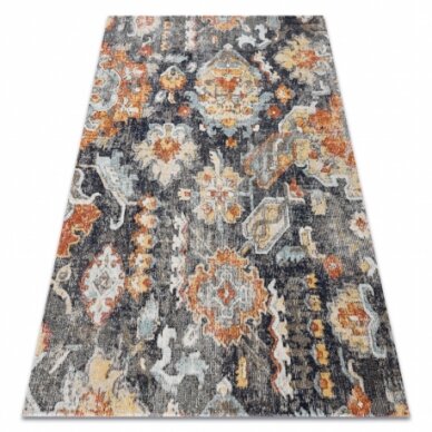 Modernus kilimas MUNDO E0671 rytietiškas vintage lauko juoda / geltonas Modernus kilimas MUNDO E0671 rytietiškas vintage lauko juoda / geltonas