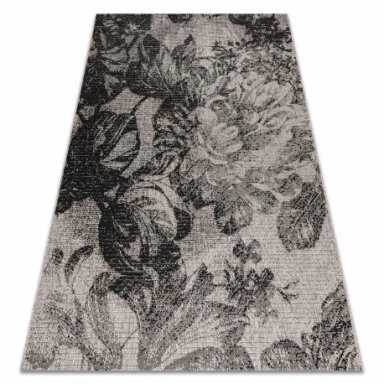 Kilimas sizalio virvelės FLOORLUX 20491 GĖLĖS sidabras / juoda Kilimas sizalio virvelės FLOORLUX 20491 GĖLĖS sidabras / juoda