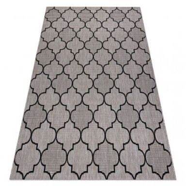 Kilimas sizalio virvelės FLOORLUX 20607 , Maroko dobilai, trellis sidabras / juoda Kilimas sizalio virvelės FLOORLUX 20607 , Maroko dobilai, trellis sidabras / juoda