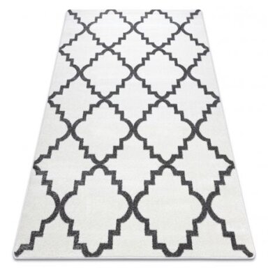 Kilimas SKETCH - F343 pilka Maroko dobilai trellis