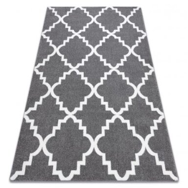 Kilimas SKETCH - F343 pilka Maroko dobilai trellis