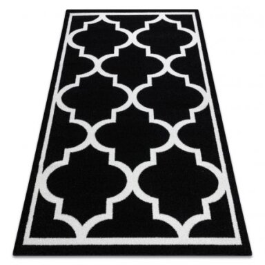 Kilimas SKETCH - F730 juoda Maroko dobilai trellis