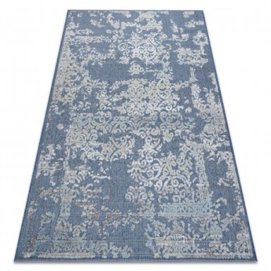 Kilimas Struktūrinis SOLE D3811 Ornamentas - Plokščiai austi, dviejų sluoksnių vilna, mėlyna / smėlio spalvos Kilimas Struktūrinis SOLE D3811 Ornamentas - Plokščiai austi, dviejų sluoksnių vilna, mėlyna / smėlio spalvos